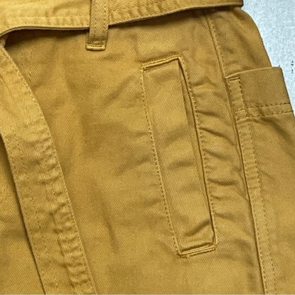 Mustard Yellow Denim Cargo Mini Belted Skirt Size 24 - Picture 7 of 10